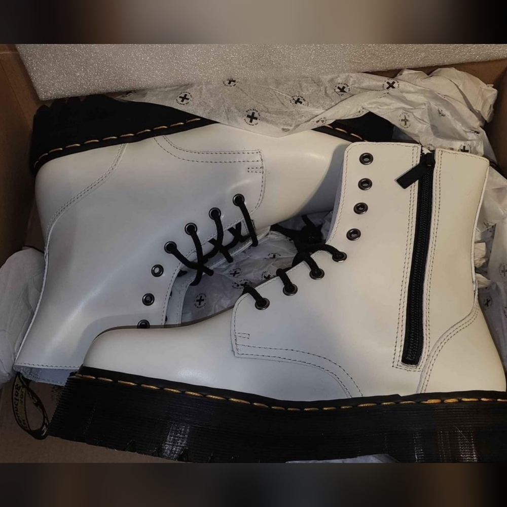 Dr Martens Jadon White Platform Boots